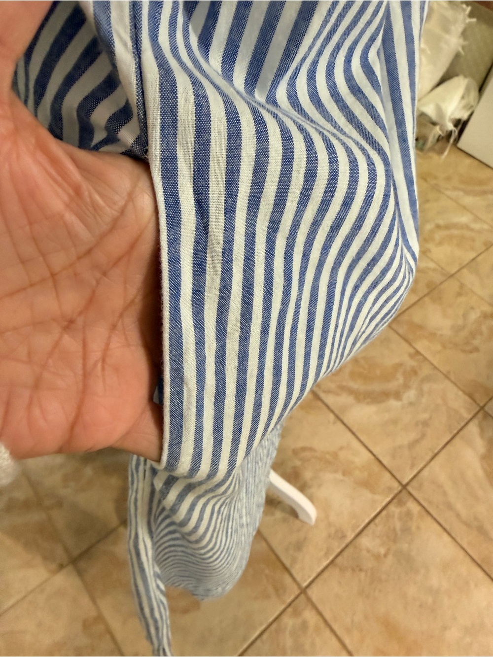 Striped Button-Down Maxi Shirt Dress in Blue and White - Picture 5 of 5